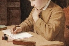 Boy Writing 1905 by Albert Anker