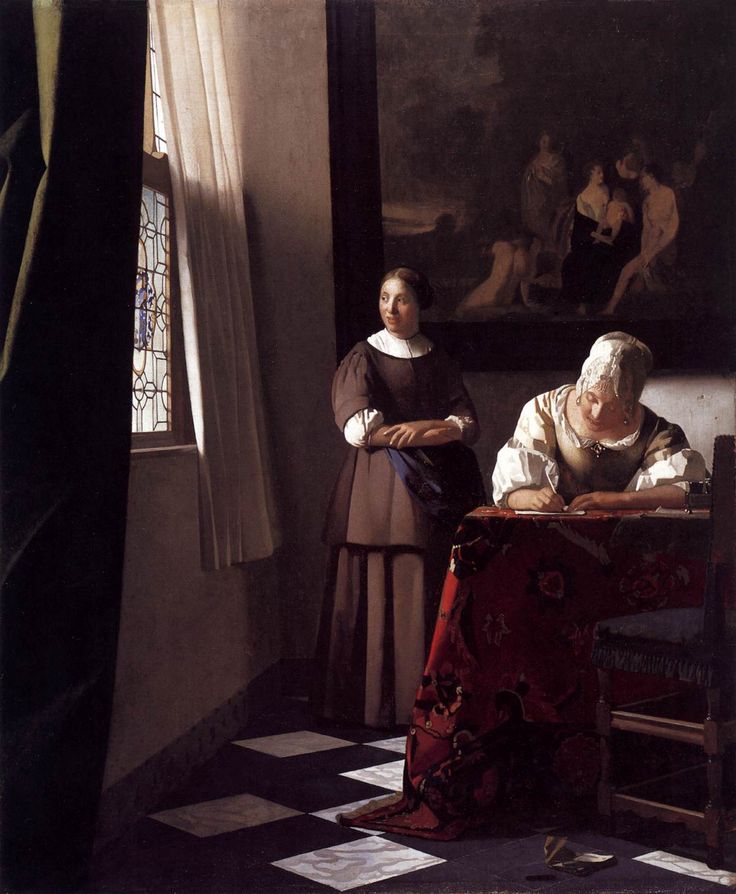 Johannes Vermeer - Lady Writing a Letter with Her Maid